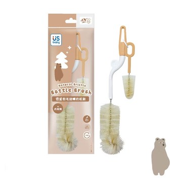 優生 鬃毛旋轉奶瓶刷-棕熊(附奶嘴刷)