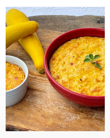Cheesy Squash Casserole, Serves 4-6