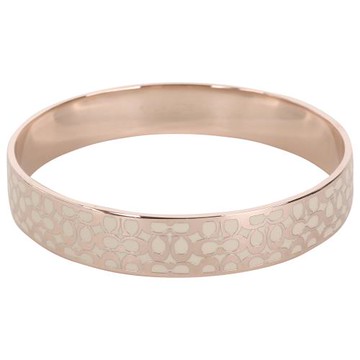 COACH-滿版字母 C LOGO不銹鋼手環(玫瑰金x金字）