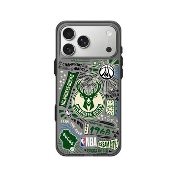 iPhone 17 Pro Max Clear (相機按鈕) 酷墨灰 - NBA - 塗鴉系列-密爾瓦基公鹿 Milwaukee Bucks - Graffiti