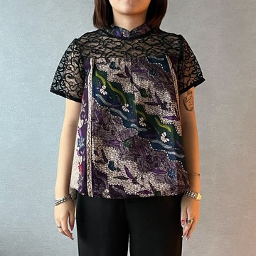 【INBATIC】RENDALA - Batik Laced Top 蕾絲上衣 - Purple Vines