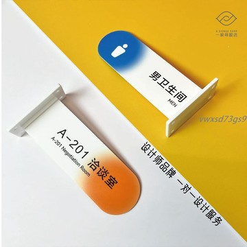 【繁體字/英文】客製化 標識牌 側掛裝招 亞克力科室門牌 導視標識 雙面辦公洽談室企業定製訂製