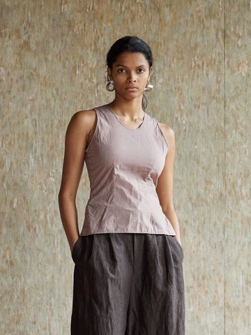 復古文青 純棉條紋背心 無袖上衣