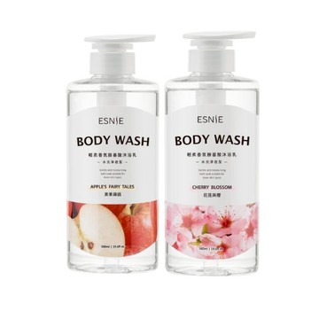 升級版【Esnie伊絲妮】輕柔香氛胺基酸沐浴乳2入(花見與櫻/果果蘋語/海洋白麝香/曙光)