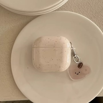 小衆簡約黑色潑墨咖啡豆掛件耳機套 適用airpod4耳機殼 蘋果耳機Pro/2/3代保護套 全系列適用