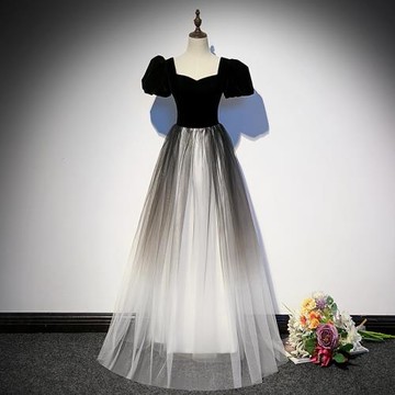 黑色晚禮服宴會2025新款氣質主持人藝考絲絨合唱演出服主持人長款