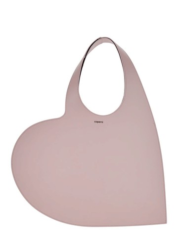 'Heart' Pink Shoulder Bag With Logo Print In Leather Woman