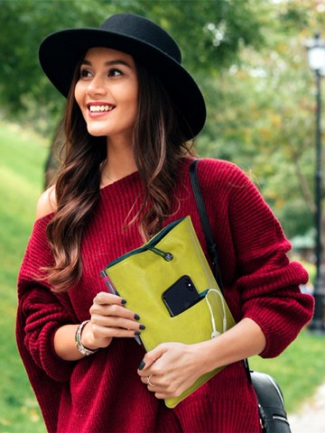 多功能收納袋 皮質帶筆插可放手機耳機資料袋iPad收納 Bookaroo