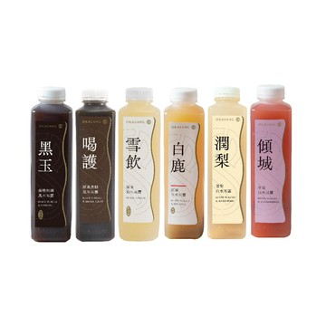 O卡桑 熱銷木耳露推薦組1000ml×6(黑玉×1、喝護×1、雪飲×1、白鹿×1、潤梨×1、傾城×1)