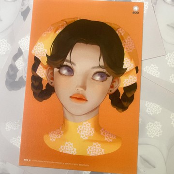 橘色 - 明信片 (SooK) 復古女孩裝飾插畫 東方哥德放克風
