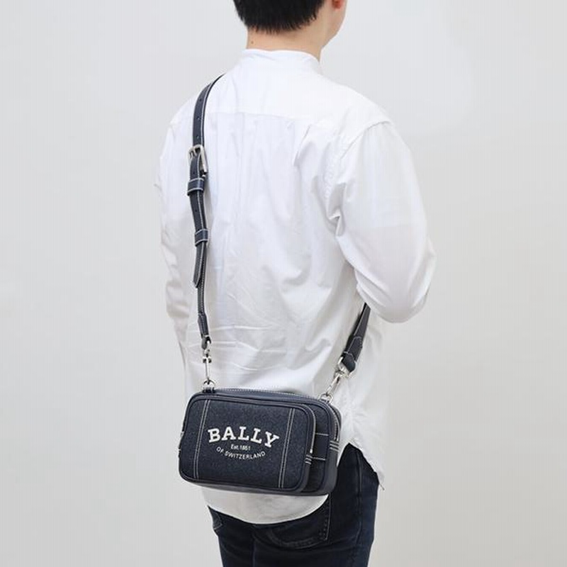 バリー BALLY ナイロン×レザー デニム風 3WAY ショルダーバッグ クロス