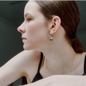 Pretzel Heart 雪球一觸式耳環