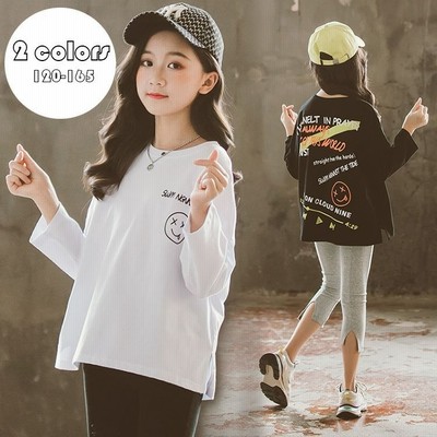 子供服 Tシャツ キッズ 女の子 韓国子ども服 ゆとり 長袖 丸い襟 プリント トップス スウェット 春秋 ジュニア カジュアル 普段着 通学着 2色 通販 Lineポイント最大get Lineショッピング
