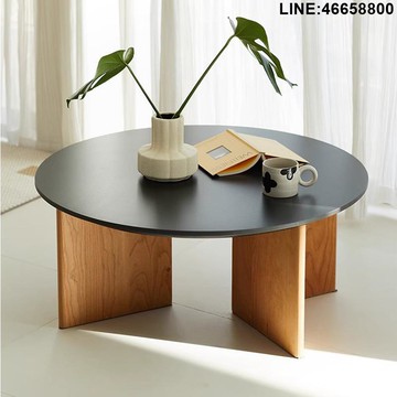 免運 開立發票 茶几 邊幾 小邊桌 北歐小戶型實木復古白蠟木圓桌輕奢風純白巖板邊幾松露茶幾矮桌子