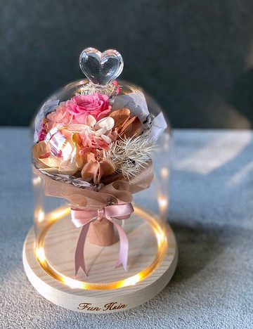 夢幻大玻璃鐘罩 不凋花 花束 夜燈 聖誕禮物 情人節禮物 生日禮物