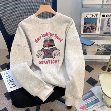 美式高街圓領衛衣男生款秋冬季港風潮牌加絨加厚休閑小眾上衣外套