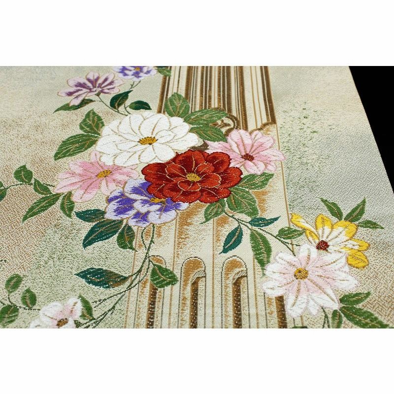 西陣織袋帯 新品 未仕立て品 （袋帯 皇衣 西陣織 華佐竹 茶色地