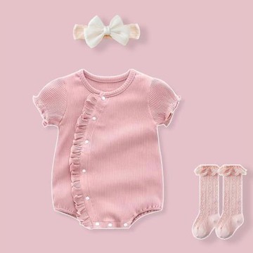 嬰兒包屁衣夏季女寶寶夏裝哈衣可愛超萌滿月照百日宴公主禮服夏裝