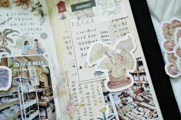 養植日記 水彩風植物 手帳飾り 異形便簽套組 (45枚入)