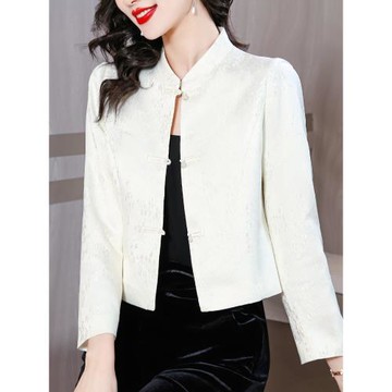 新中式提花短外套女2025秋季新品時尚修身百搭垂感改良西裝上衣