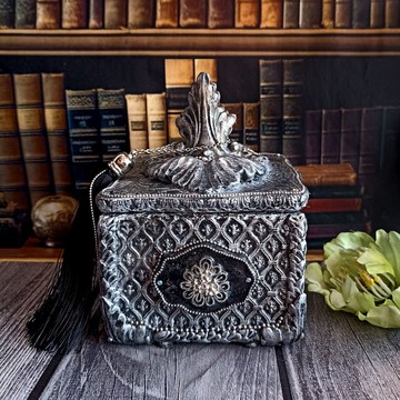 木製珠寶盒，珠寶收納，紀念品盒，銀色珠寶盒，寶藏盒