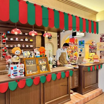 聖誕節紅綠彩旂店鋪裝飾佈置兒童房裝扮攝影道具三角旂節日氛圍感# c886t