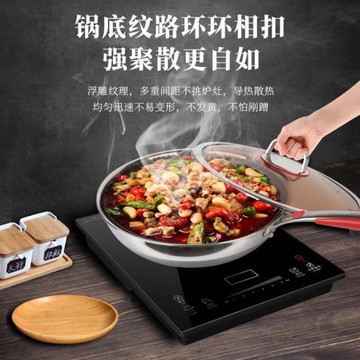 樂氏316不銹鋼炒鍋雙屏蜂窩紋平底鍋不粘鍋家用通用電磁爐炒菜鍋