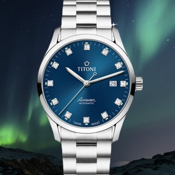 TITONI 梅花錶 空中霸王 經典璀璨 機械腕錶 83743S-656 時尚藍 39mm