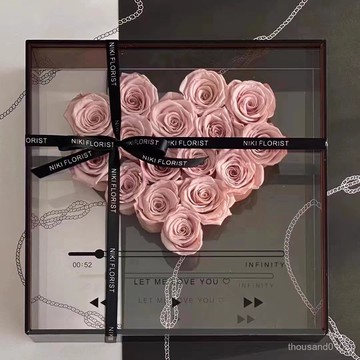 🌸熱賣新款🌸永生花愛的CD透明亞剋力花盒告白求婚生日送女友520敎師節禮盒ins 亞克力花盒 亞克力禮盒 情侶禮物 生日
