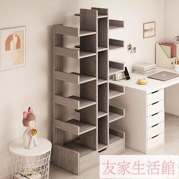 落地書架置物架學生家用簡約多層小型書櫃臥室客廳靠墻收納儲物櫃 YJ/102 快速出貨