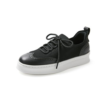 Sabon輕奢文青雕花綁帶微厚底休閒鞋 黑色 (10293603)