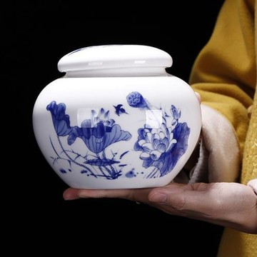 陶瓷茶葉罐密封家用帶蓋膏方罐子禮品陶瓷罐散裝茶葉包裝瓷罐單罐