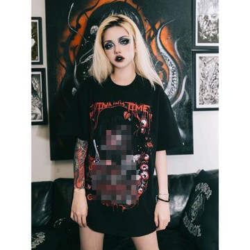 雙頭燕EKHLAS紋身師Arcs阿克斯聯名刺青金屬搖滾街頭硬核短袖T恤