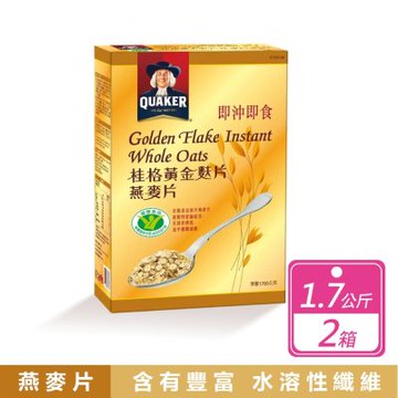 【QUAKER 桂格】2盒組-黃金麩片燕麥片 (1.7公斤/盒)