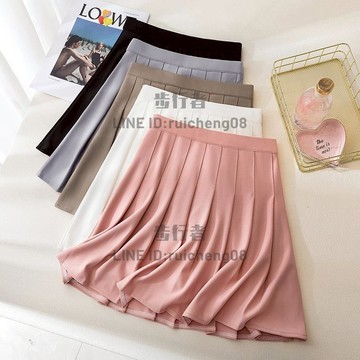 垂感高腰松緊百褶半身裙女春夏秋小個a字辣妹可愛風jk短裙子【步行者戶外生活館】