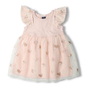 akachan honpo - 刺繡薄紗洋裝-粉紅色