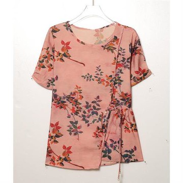 【韓國K.W.】韓國楓季天絲亞麻珍珠側扣上衣