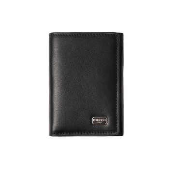 【FREED】紳士極潤頭層納帕(Nappa) 真皮三折短夾 - 沙丘棕 - 黑色