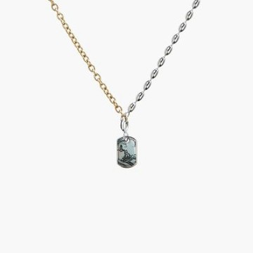 agnes b. bijoux 女款 白鋼 金銀雙鏈 日落項鍊 銀色