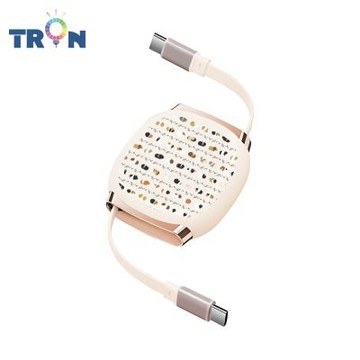 TRON 100W Type-C 伸縮快充線 1M 奶茶色 天竺鼠系列-1 4檔長度調整 可充筆電 適用i15以上手機 平板