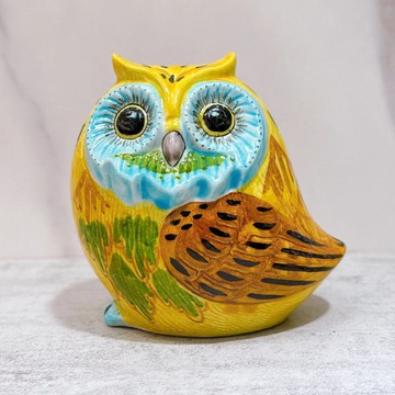 【黃彩福鷹】日本九谷燒貓頭鷹 | 黃彩