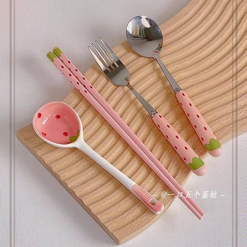 304不鏽鋼餐具組 ins可愛 筷子湯匙組 隨身便攜環保餐具 學生/上班族 外帶餐具套裝 湯勺筷子組 餐具三件套