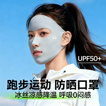 台灣熱賣夏季跑步防曬麵罩易呼吸戶外運動全臉基尼冰絲口罩女防曬防紫外綫-L1001 CHAS