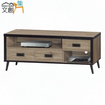 文創集 特斯灰橡4尺三抽電視櫃