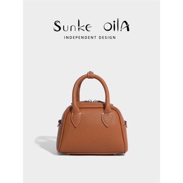Sunke OiLA 2024新款真皮保齡球包女包手提包單肩斜挎包波士頓包