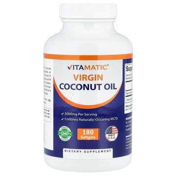 Vitamatic, 初榨椰子油，180 粒軟膠囊（每粒軟膠囊 1000 毫克）