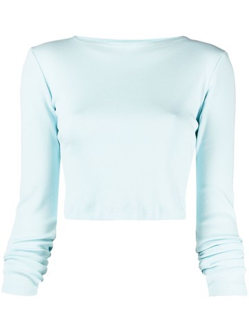 STYLAND - cropped long-sleeve top - women - Organic Cotton - M - Blue