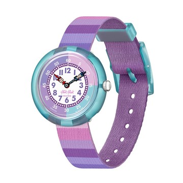 FlikFlak 兒童手錶 STRIPY PURPLE/靜音無秒針 FBNP225 (31.85mm)【官方旗艦店】