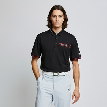 FILA GOLF 男短袖機能排汗透氣POLO衫-黑色 1POZ-6009-BK