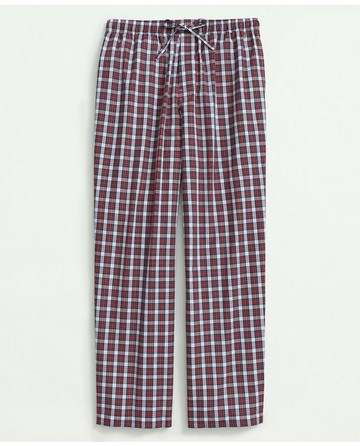Brooks Brothers Men's Cotton Broadcloth Tartan Lounge Pants | White | Size XL